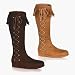 INDIAN-120, Women's Costume or Halloween Indian Flat Boot in Brown or Tan Microfiber and Sizes 6-12
