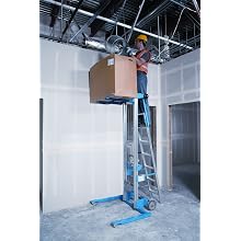 Genie Lift, GL- 10, Straddle Base with Ladder, Heavy-Duty Aluminum Manual Lift, 350 lbs Load Capacity, Lift Height 11' 8" from Ground Level