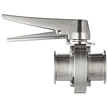 Dixon B5101S200CC-C Stainless Steel 316L Butterfly Valve with Trigger Handle and Silicone Seal, 2" Tube OD