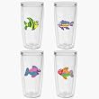 Rainbow Fish 16 oz Insulated Beverage Tumblers Set, Clear (4 designs)