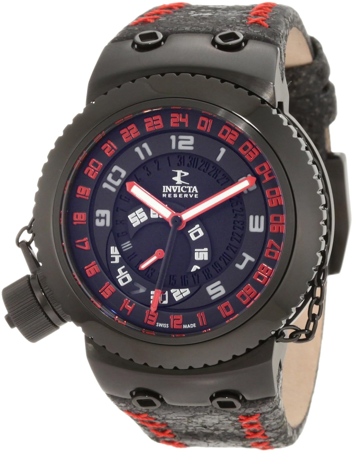 Invicta Men 10011BBB Russian Diver Reserve GMT Black Dial Black Leather