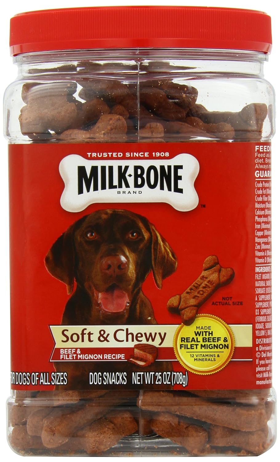 MilkBone Soft and Chewy Beef and Filet Mignon Recipe Dog Snacks, 25