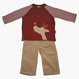 Le Top red knit reindeer shirt w/cord pant