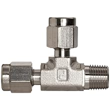 Parker A-Lok 2MRT2N-316 316 Stainless Steel Compression Tube Fitting, Run Tee, Tube OD x Tube OD x NPT Male