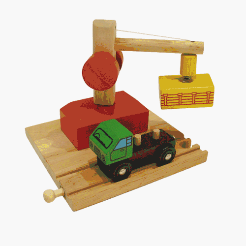 Childrens Toyshop  Toys : Wooden Train Track Accessories - Working Crane and Lorry (compatible with other leading brands) - Bigjigs Rail