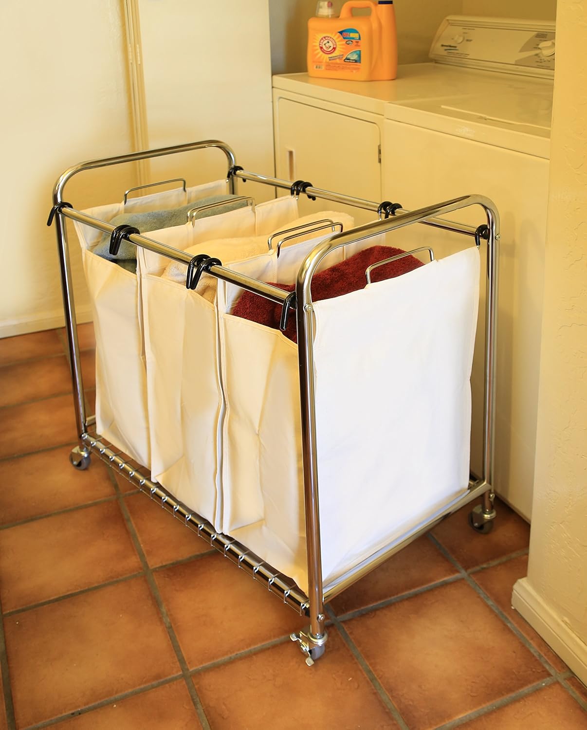 Heavy Duty Laundry Cart Sorter Canvas Bag Bedroom Hamper Wheels Clothes