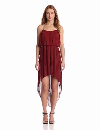 BCBGeneration Women's Pleated Hi Low Dress, Dark Paprika, XX-Small