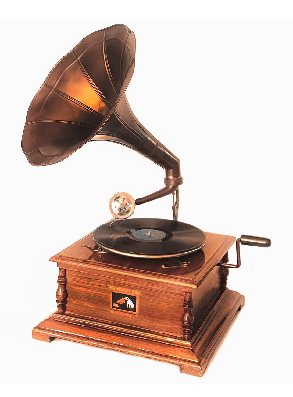WinnerBrown Home Décor Metal Wood Brass Antique Finish Gramophone