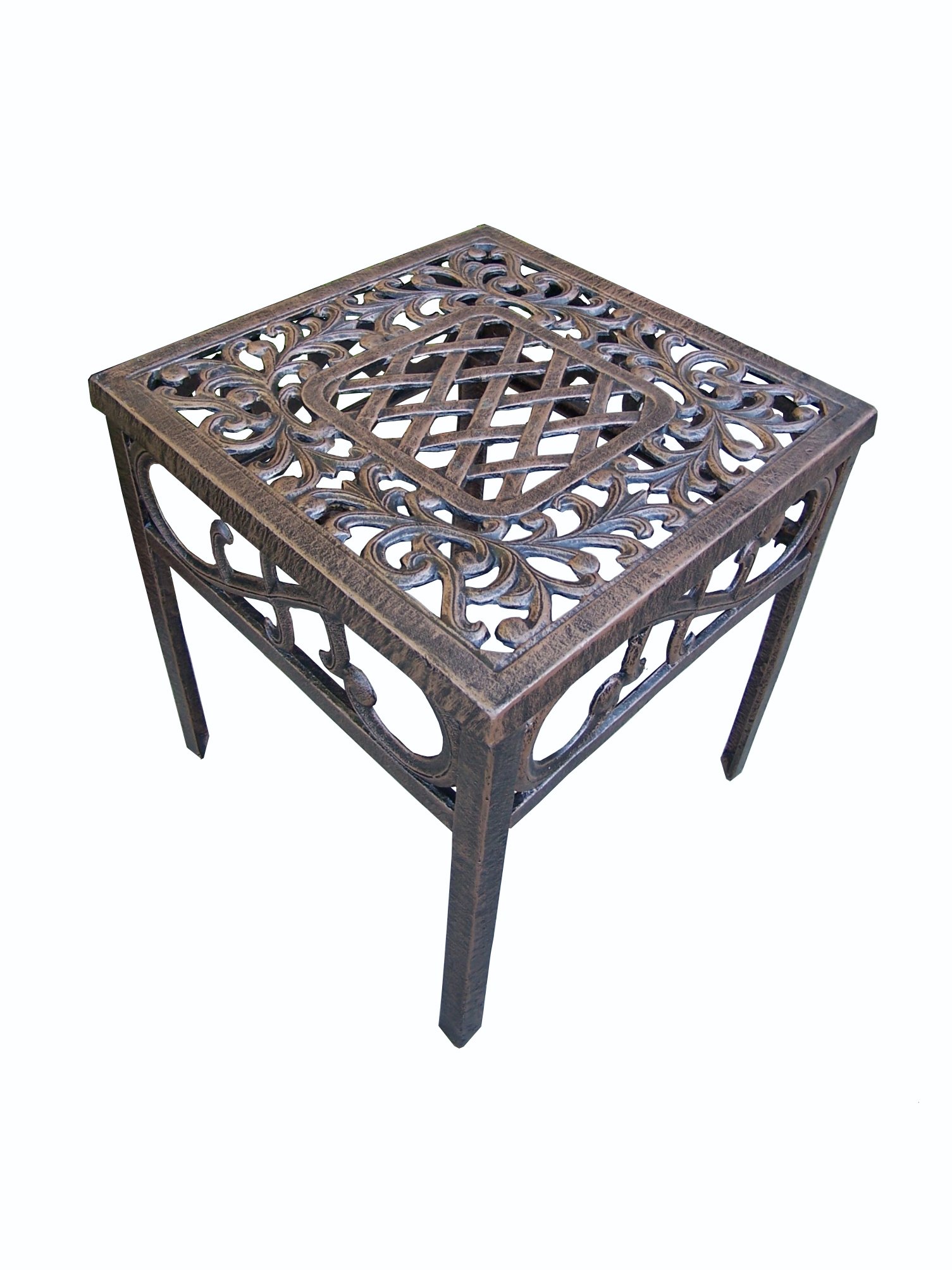 Oakland Living Mississippi Cast Aluminum End Table, 18Inch, Antique Bronze