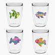 Rainbow Fish 16 oz Insulated Beverage Tumblers Set, Clear (4 designs)
