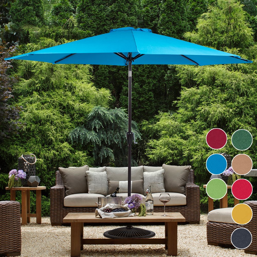 Sundale Outdoor 10 Feet Outdoor Aluminum Patio Umbrella with Auto Tilt and Crank, 8 Alu. Ribs