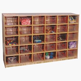 Wood Designs 16033 - 30 Tray Storage Cabinet With Assorted Color Trays by Wood Designs