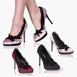 BLISS-38, 4 1/4 Stiletto Heel Mini-Platform Satin Pump with Bow in Black, Pink or Red Satin in Sizes 5-11
