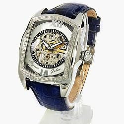 Auguste Galan MECCANIX STS1 Mens Mechanical "Skeleton" Watch with Blue Strap. Model: AG-0580
