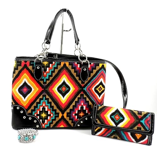 Cleto Aztec Concealed Weapon Carry Hand Gun Western Purse Messenger Bag Wallet SET