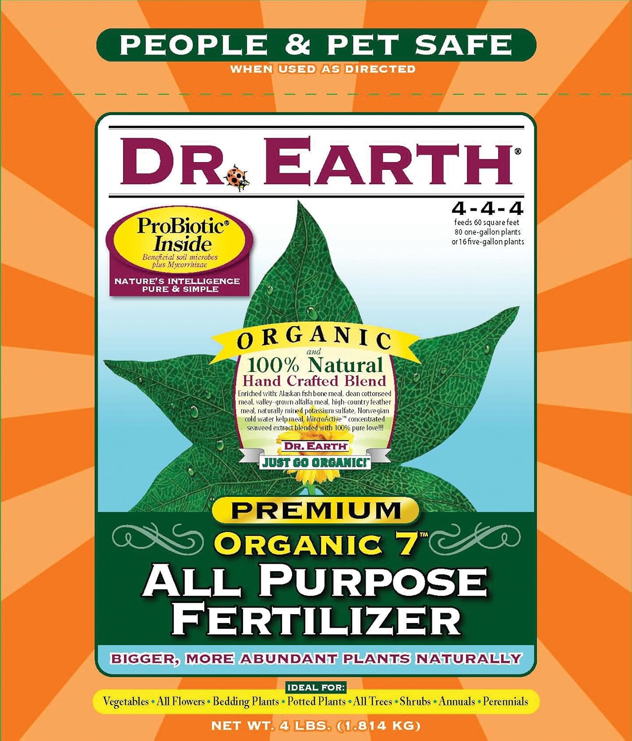 Dr. Earth 706P Organic 7 All Purpose Fertilizer in Poly Bag, 4Pound