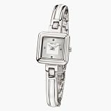 Kenneth Cole Stainless Steel Ladies Silver Stone Set Analogue Dial Semi-Bangle Bracelet With Leather Inlay Watch