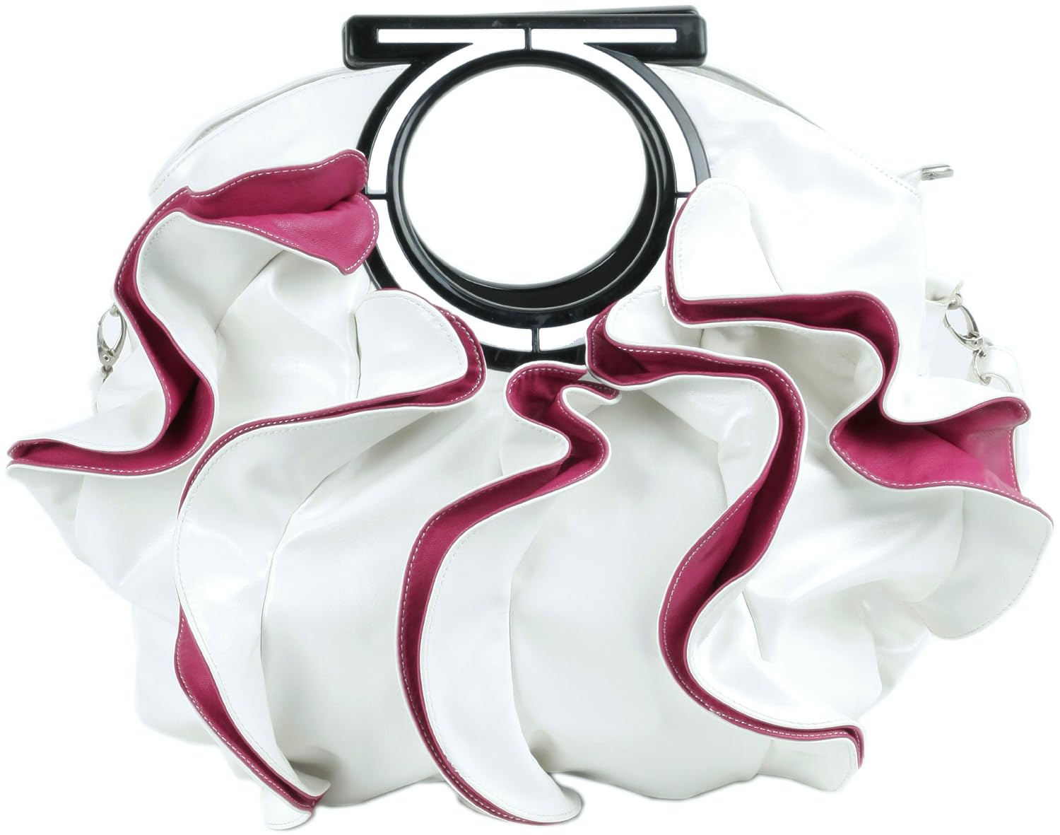 HANDBAGS, DESIGNER HANDBAGS, HANDBAG, CHEAP HANDBAGS, FASHIONABLE HANDBAGS, WHOLESALE HANDBAGS, LEATHER HANDBAGS, EVENING HANDBAGS, BLACK HANDBAGS, STYLISH WHITE, HOT PINK LARGE RUFFLE DOUBLE HANDLE SATCHEL HOBO HANDBAG W/SHOULDER STRAP | FASHIONVOGUE.NET handbags, designer handbags, handbag, cheap handbags, fashionable handbags, wholesale handbags, leather handbags, evening handbags, black handbags, Stylish White, Hot Pink Large Ruffle Double Handle Satchel Hobo Handbag w/Shoulder Strap