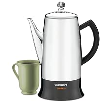 Cuisinart PRC-12 Classic 12-Cup Stainless-Steel Percolator, Black/Stainless