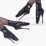 BALLET-1025, 7'' Spike Heel Ballet Fetish Ankle Boots With Padlock, Devious by Pleaser USA