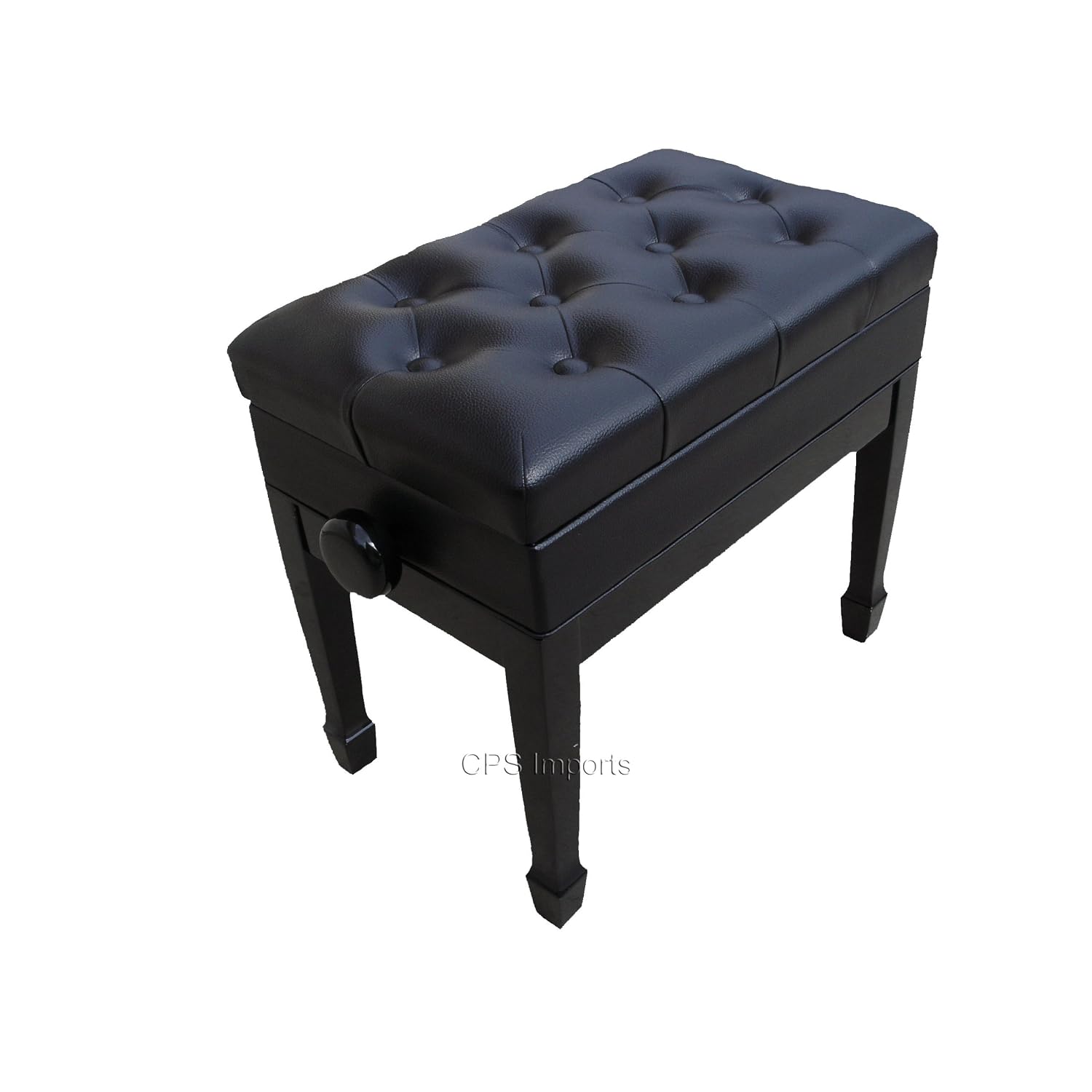 Ebony Leather Adjustable Artist Piano Bench