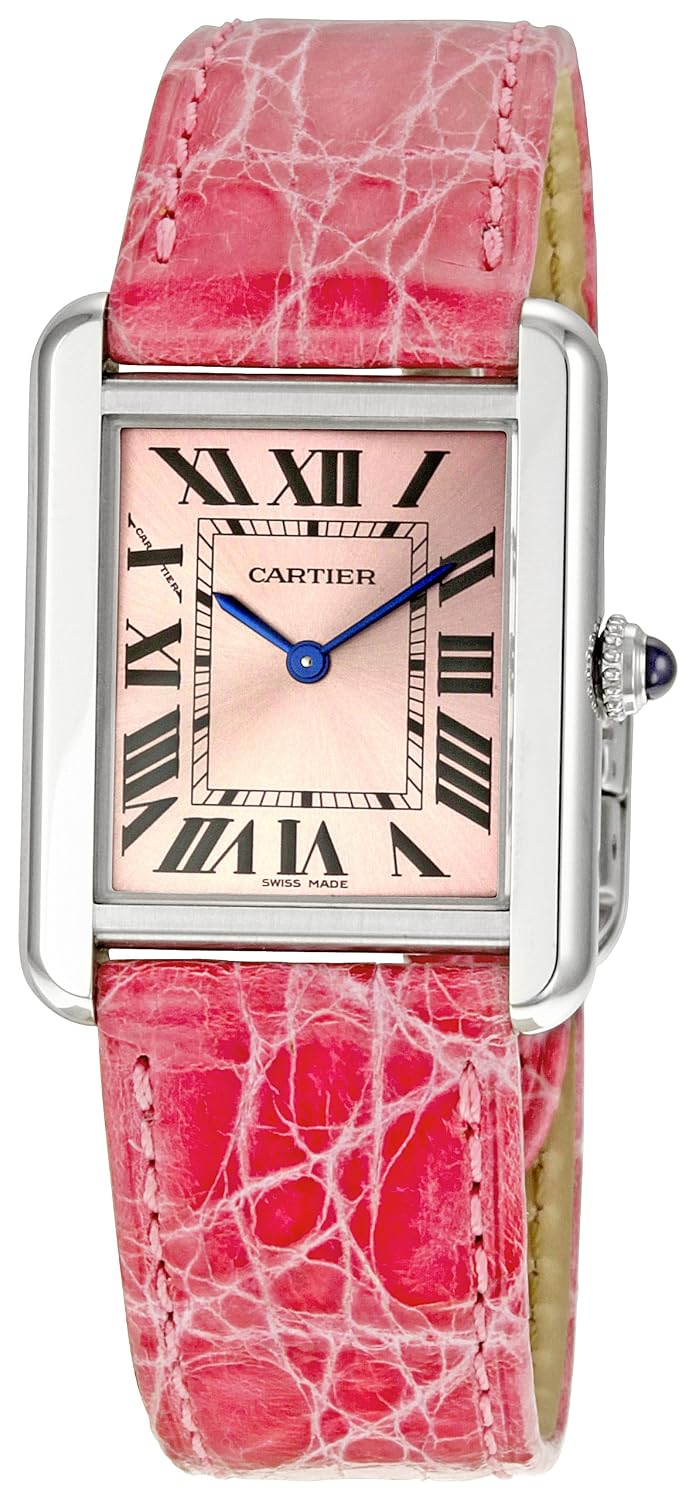 Cartier Women's W5200000 Tank Solo Pink Leather Strap Watch