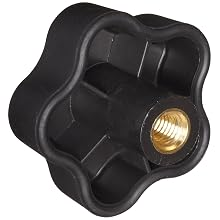 DimcoGray Black Thermoplastic 5 Lobe Fluted Soft Feel Knob Female, Zinc Stud: 3/8-16" Thread x 5/8" Depth, 2-3/8" Diameter x 1-5/8" Height x 3/4" Hub Dia x 11/16" Hub Length (Pack of 10)