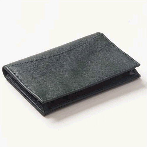 Faux Leather Slim ID Wallet in Black