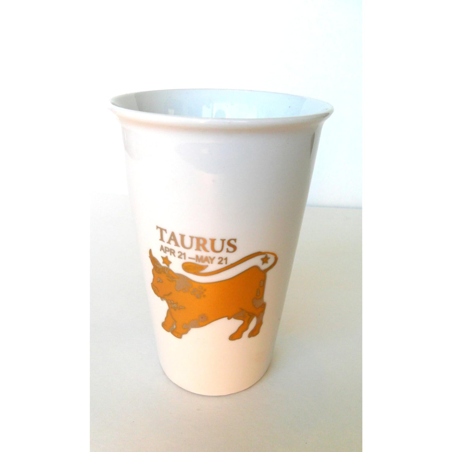 Birthday Gift of Zodiac Sign Taurus Embossed in Gold Travel Coffee Tea Mug Ceramic 15oz