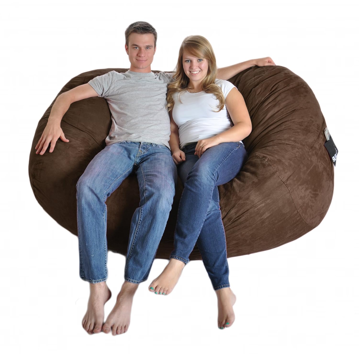 6 Foot Chocolate Microfiber Slacker Sack Foam Bean Bag Love Seat