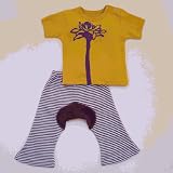 Sckoon Organic Cotton Baby & Toddler Tee and Fig Stripes Pants Set Goldern Yellow