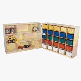 Wood Designs 23603 - 25-Tray And Shelf Folding Storage With Assorted Color Trays by Wood Designs