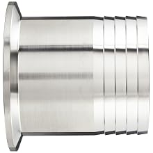 Parker Sanitary Tube Fitting, Stainless Steel 304, Rubber Hose Adapter, 2" Tube OD x 2" Hose ID