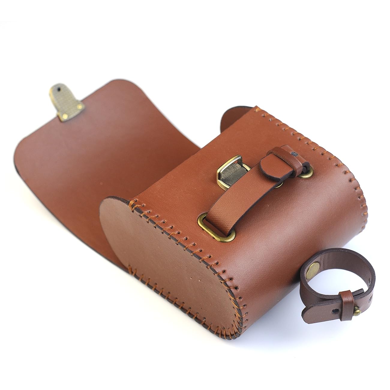 Mountain Bike Vintage Hardness PU Saddle Bag Brown