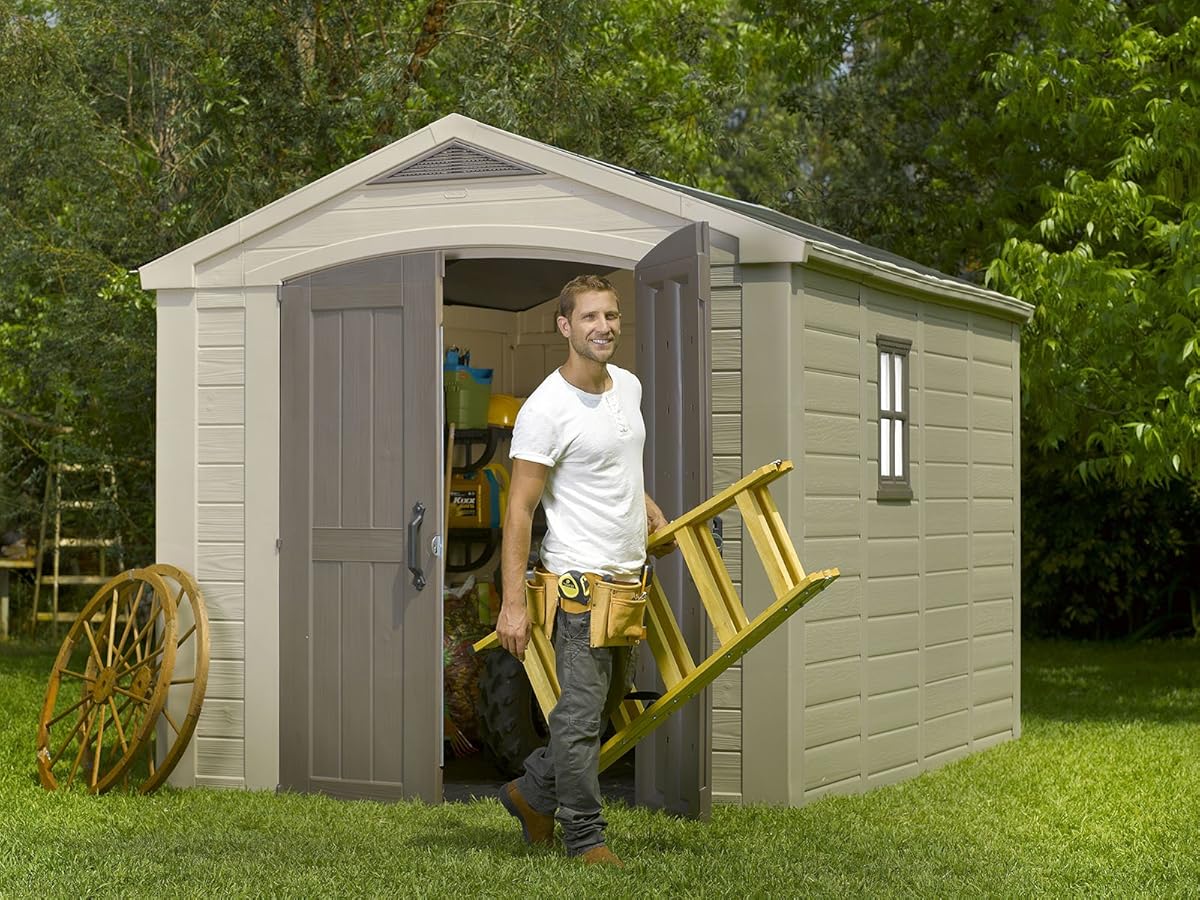 Keter Factor Large 8 x 11 ft. Resin Outdoor Yard Garden Storage Shed
