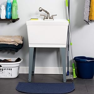 Utility Sink Laundry Tub With Pull Out Faucet Sprayer Spout