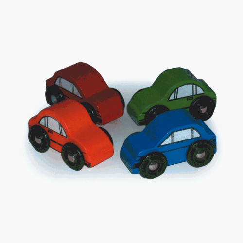 Childrens Toyshop  Toys : Wooden Train Track Accessories - 4 x Cars (compatible with other leading brands) - Bigjigs Rail