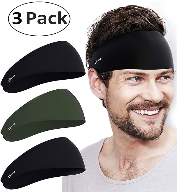 Self Pro Mens Headbands 3 Pack Guys Sweatband Sports Headband