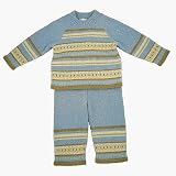 Masaccio Baby blue/cream pattern knit crewneck/pant
