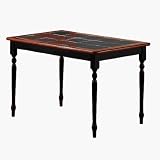 Rectangular Dining Table - Black & Natural Finish w Ceramic Tile Top - Hardwood