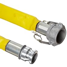 Goodyear EP Spiraflex Yellow Heavy Duty PVC Water Suction/Discharge Hose Assembly, Aluminum Cam And Groove Couplings, 200 PSI Max Pressure