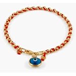 red and gold evil eye bracelet