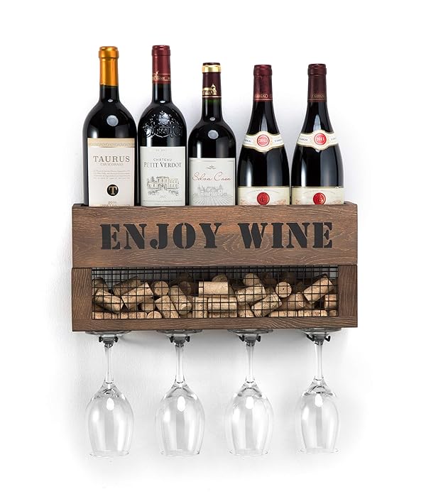 Industrial Wine Racks Wall Mounted With 9 Stem Glass Holder 31 5in