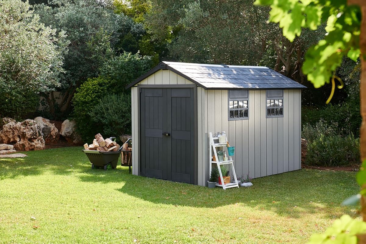 keter oakland 7.5 x 11 outdoor duotech storage shed