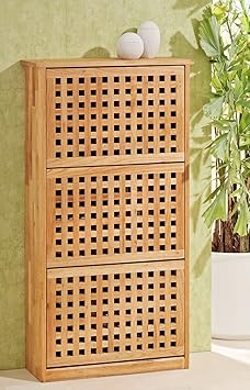 Schuhregal Schuhschrank Mit 3 Türen Aus Walnuss Holz