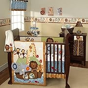 noah's ark jungle animal theme neutral 4 piece baby crib bedding set