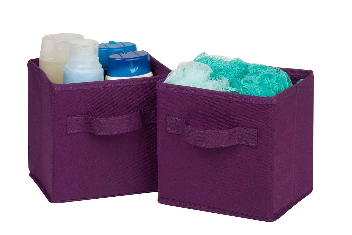 HoneyCanDo SFT02088 Mini Soft Fabric Storage Bin, 2Pack, Purple, 7