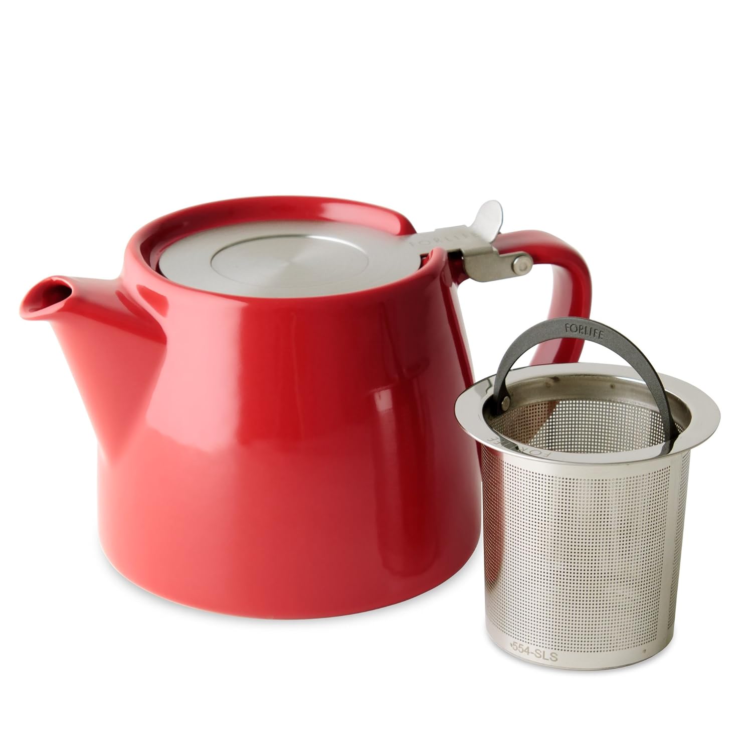 FORLIFE Stump 18Ounce Teapot with SLS Lid and Infuser, Red , New, Free