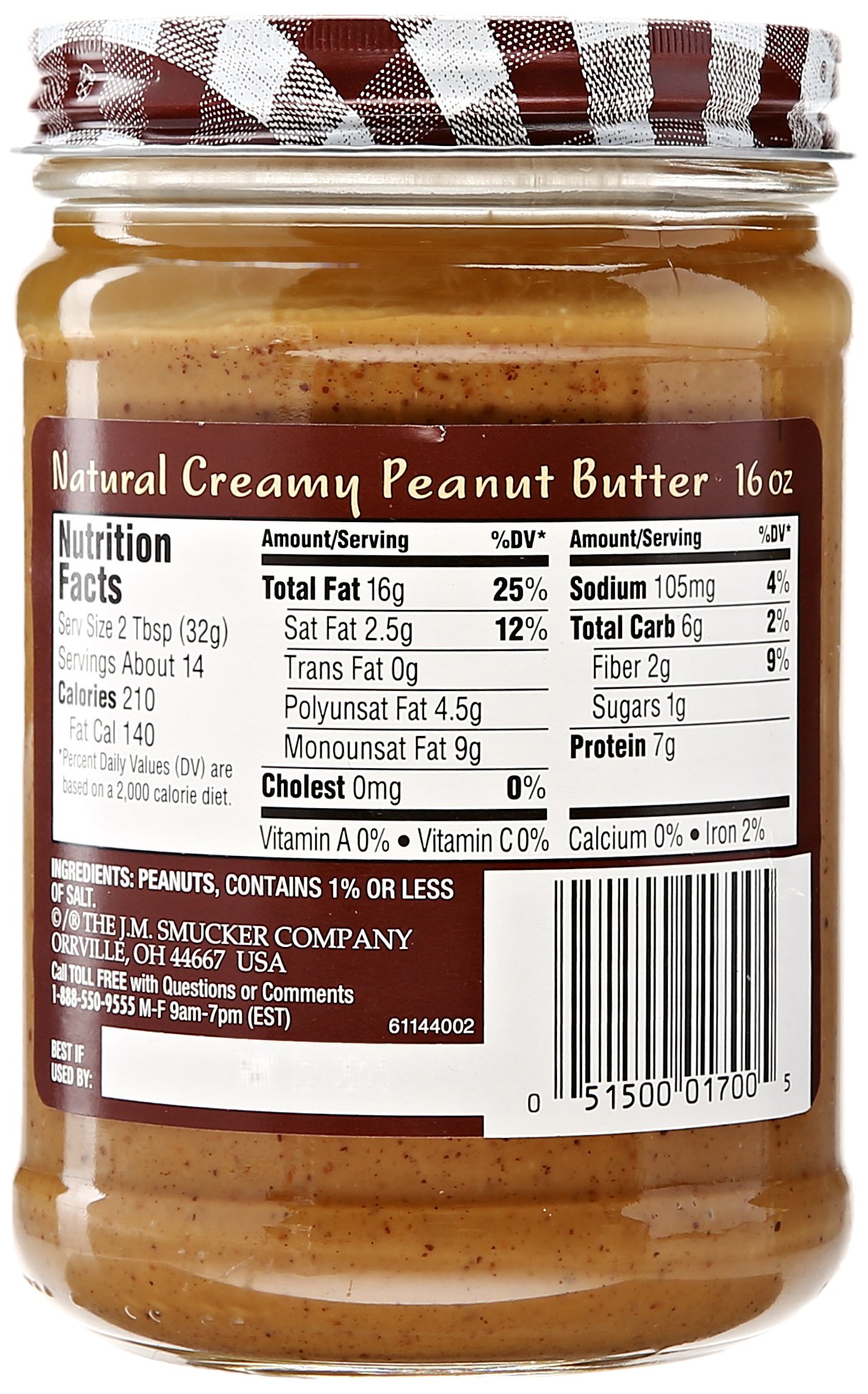 Galleon Smucker's Natural Creamy Peanut Butter, 16 Oz