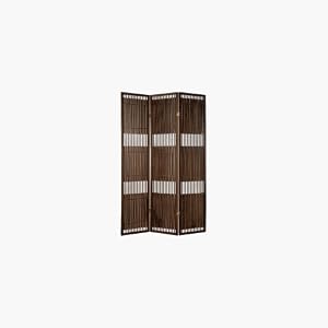 Folding Screen Room Divider - 3 Panels Ashville Dark Walnut Finish by Adesso